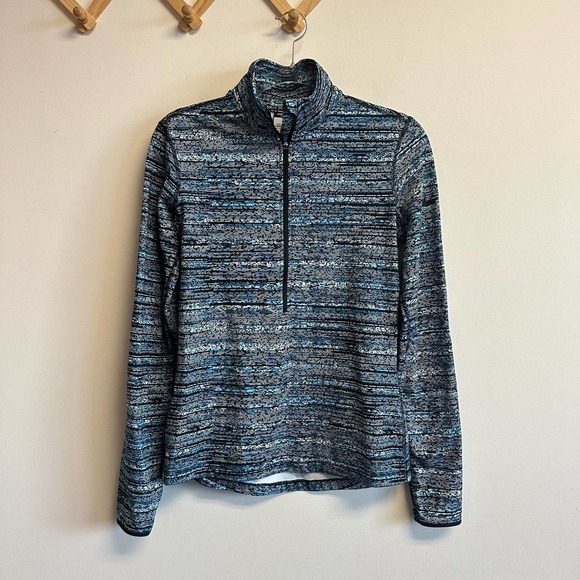 Nike Pro Dri-fit Athletic Top 1/2 Zip Striped Printed Pullover Blue Size Medium - Picture 12 of 12